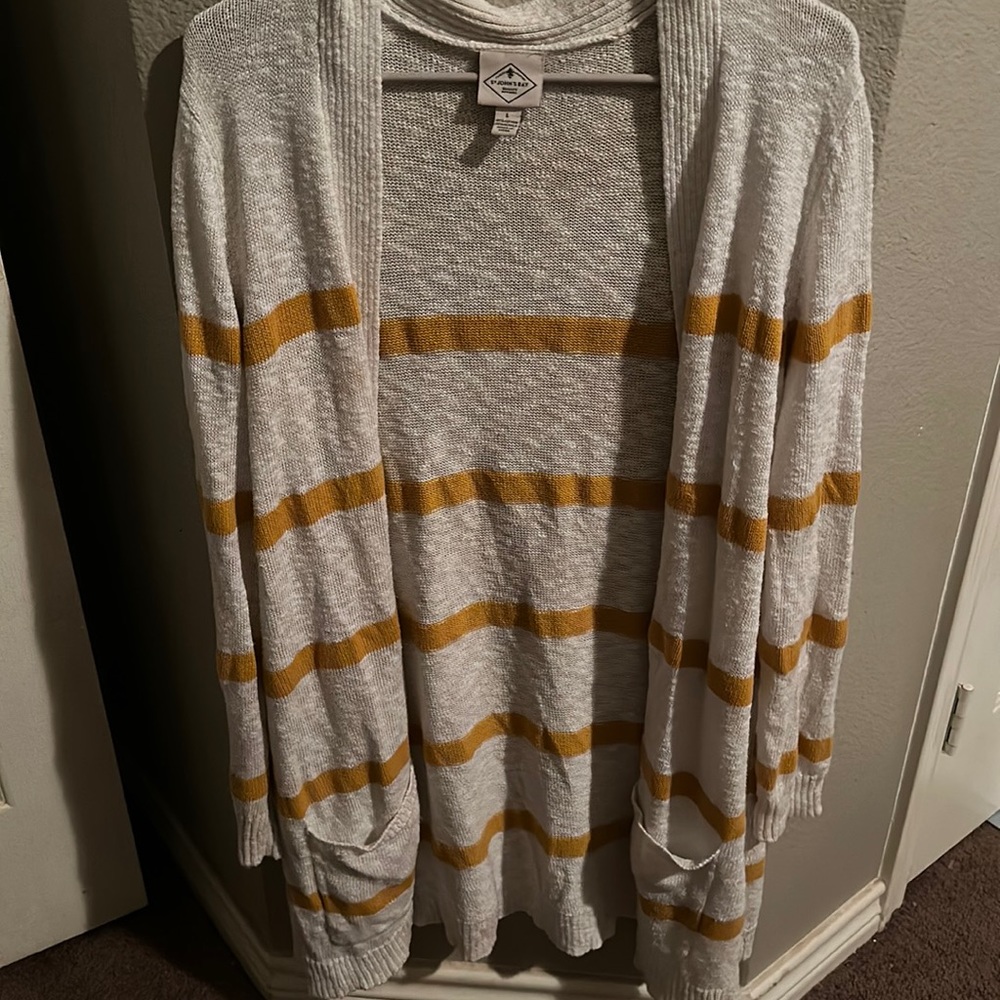 White yellow cardigan